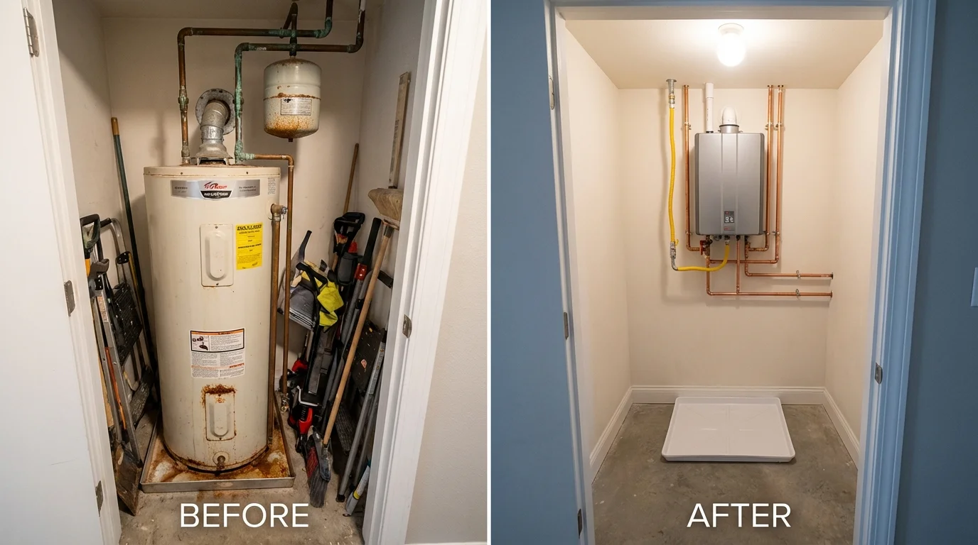 Tank water heater versus wall-mounted tankless unit comparison for Alton, MO homeowners